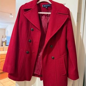 Anne Klein Women's Vibrant Red Peacoat